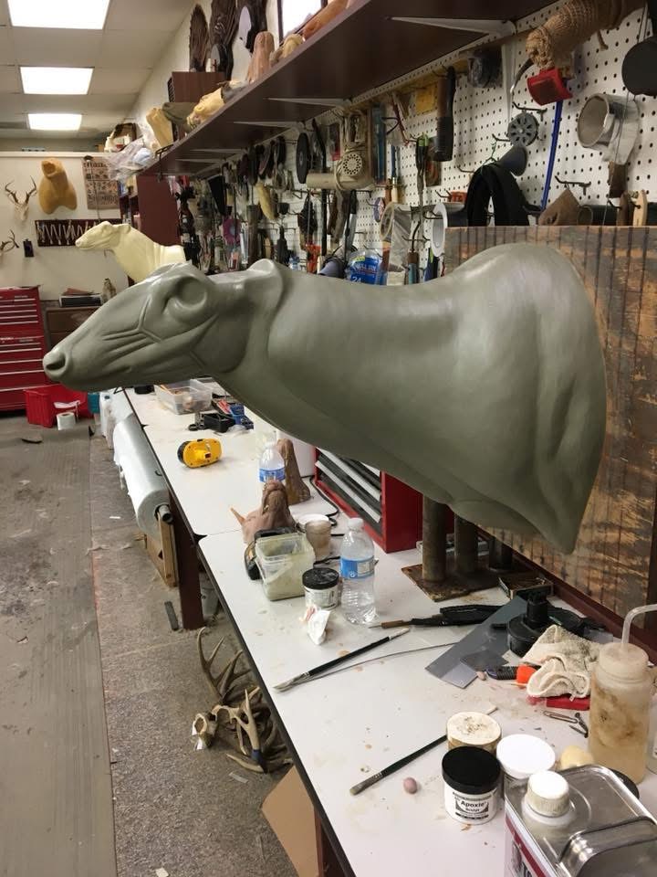 Mears whitetail form in progress on the bench